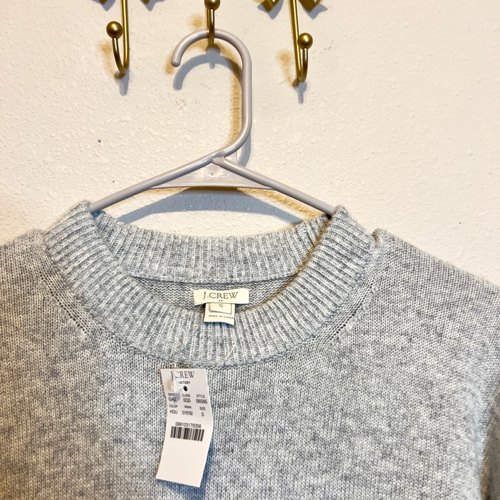 J. Crew Light Gray Crewneck Sweater with oversized pockets. Size S - Picture 2 of 5